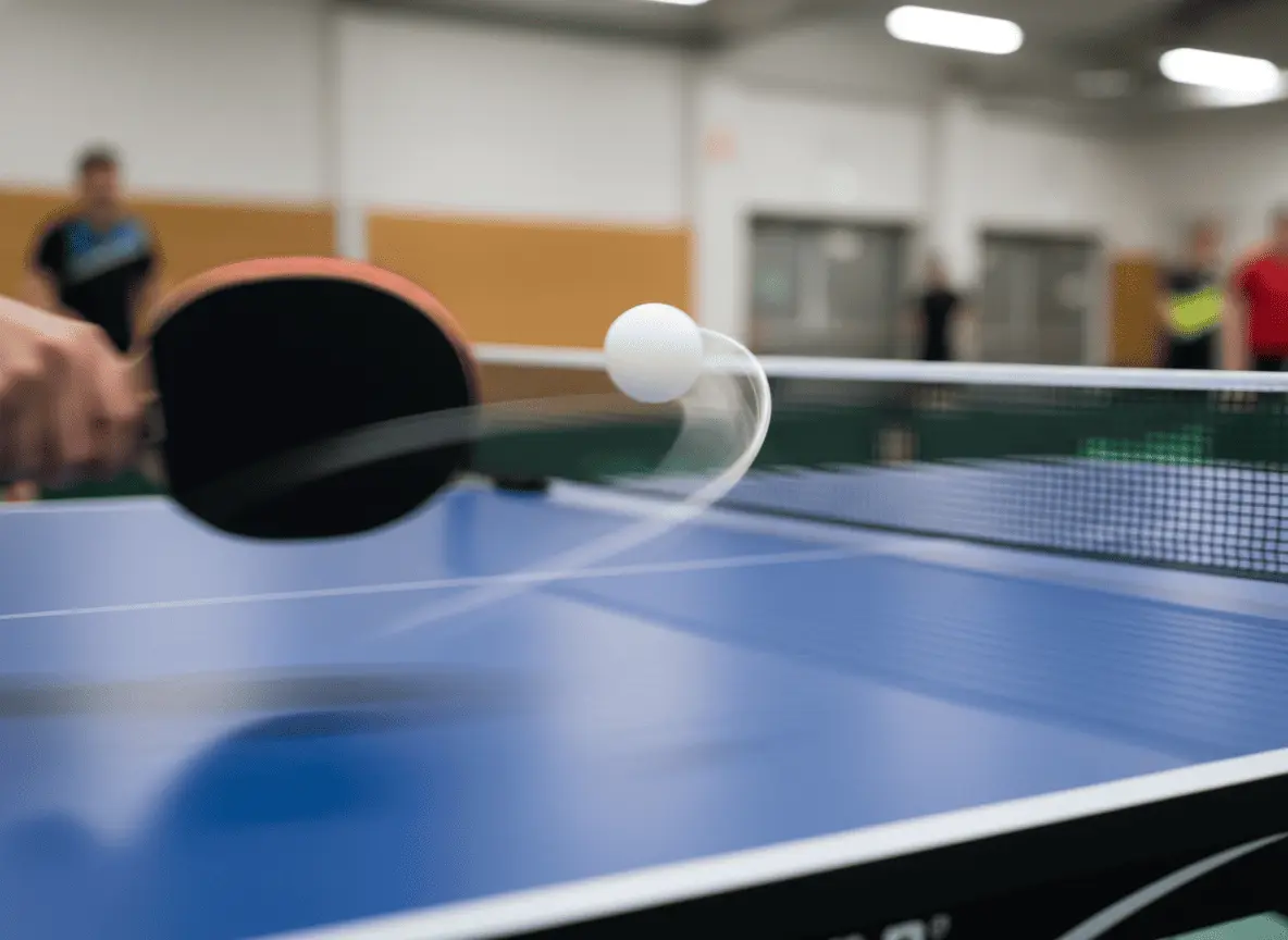 Table tennis ball trajectory and a close-up camera concept